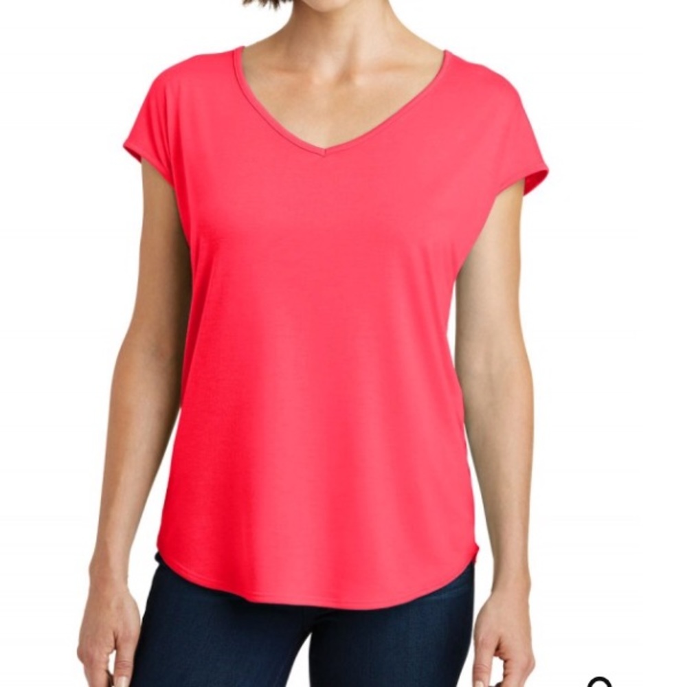 Drapey Split Back Top - Bright Coral